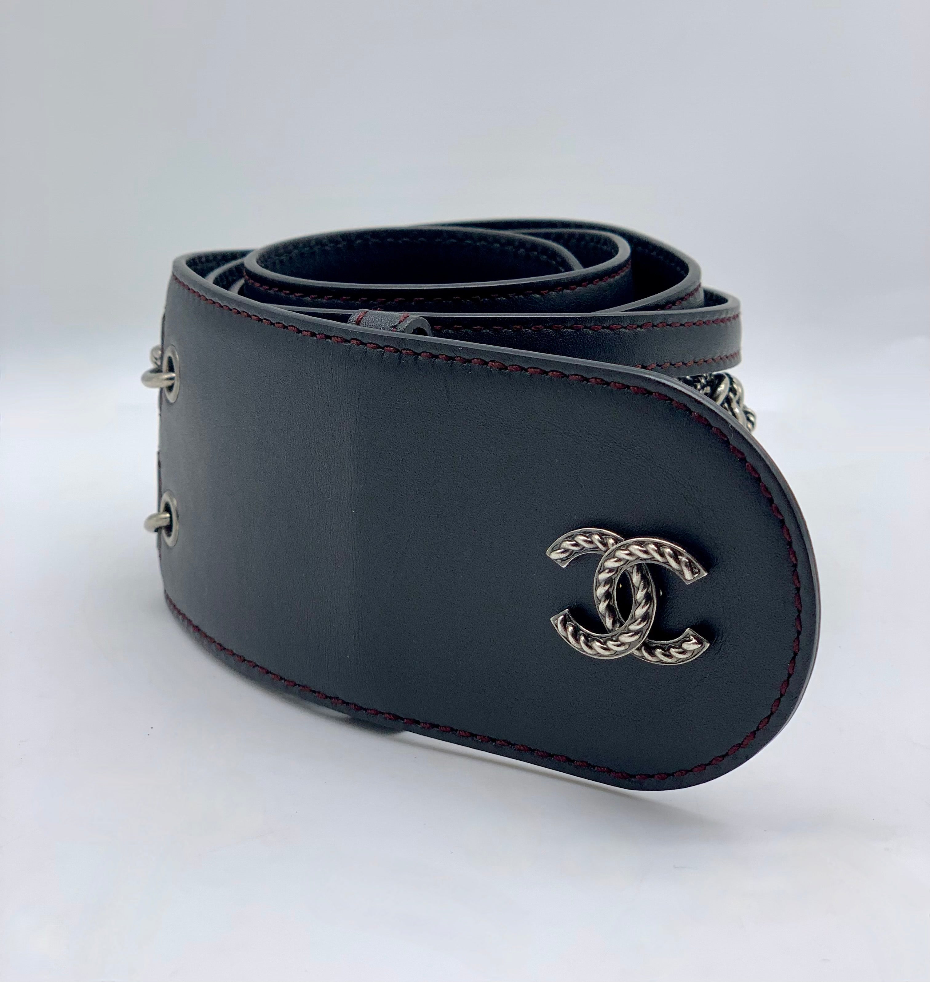 Chanel Black  Gold Belt SIZE 80 AUTHENTIC w PURCHASING RECEIPT  eBay